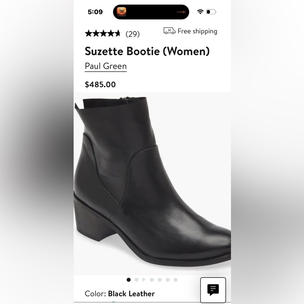 Paul Green black leather Suzette booties sz 7